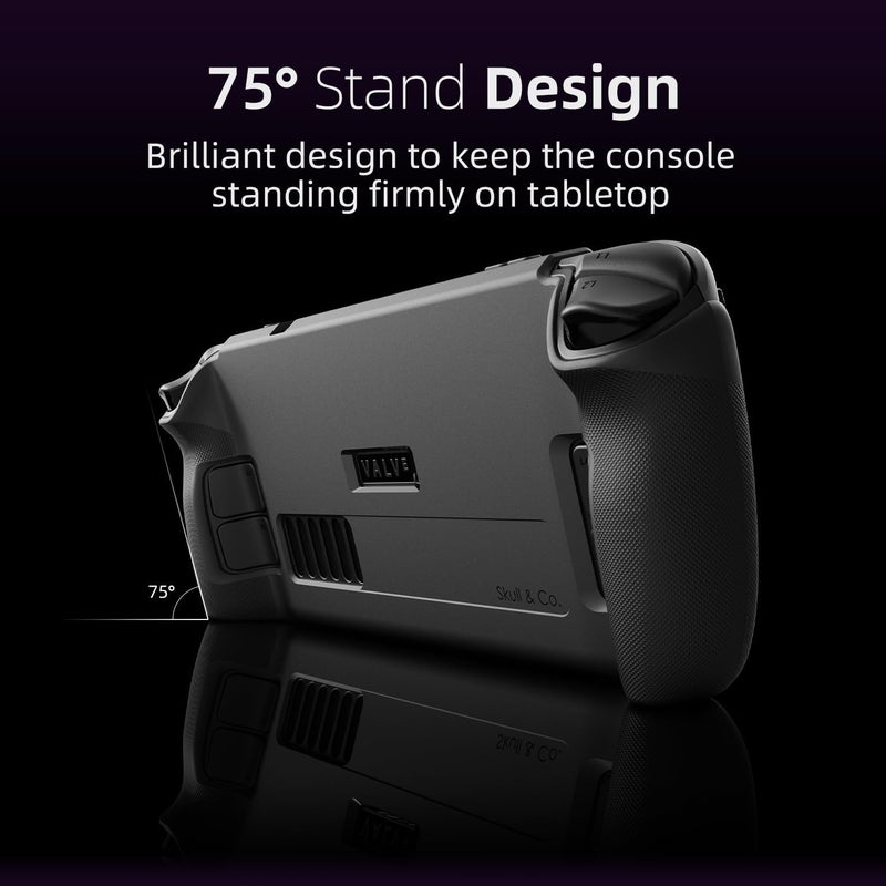 Skull & Co. GripCase SD for Steam Deck: A Soft Protective Case with Textured Grips Full Protection and Stand, Shock-Absorption Non-Slip and Anti-Scratch Cover Design - Black - Image 4